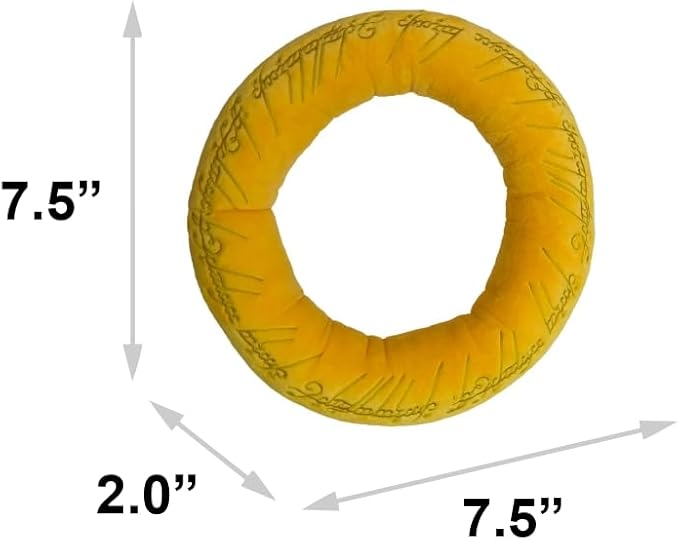 Buckle-Down The Lord of The Rings Squeaky Plush Dog Toy for Large, Medium & Small Dogs, The One Ring Golden Yellow, 2" x 7.5"