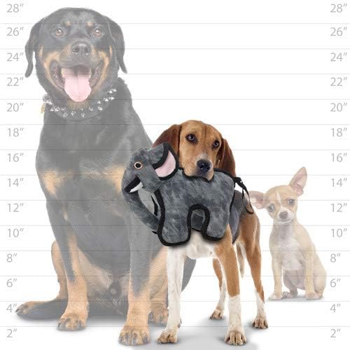 TUFFY - World's Tuffest Soft Dog Toy- Zoo Elephant -Multiple Layers. Made Durable, Strong & Tough. Interactive Play (Tug, Toss & Fetch). Machine Washable & Floats. (Junior 2 Pack)