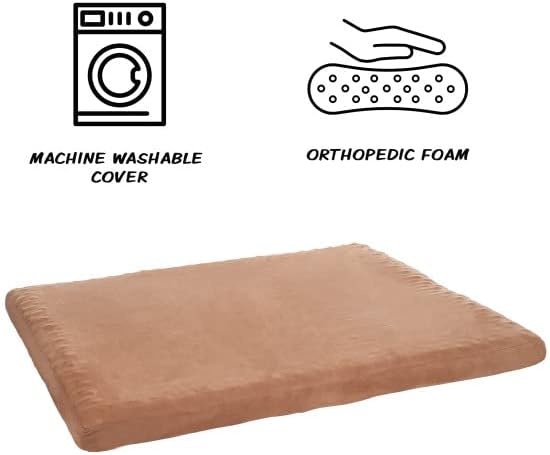 Dog Bed with Removable Cover – 36x27 Pet Bed - 3-Inch Egg Crate Style Foam Orthopedic Dog Bed, Microsuede, and Non-Slip Crate Bed by PETMAKER (Clay)