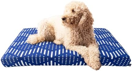 LAY LO Pets Dog Bed Cover/Washable & Durable Replacement Dog Bed Cover/DIY Eco-Friendly Dog Bed Cover/Stuffable Dog Bed Cover/Cover ONLY (Large, Blue Bogolan)