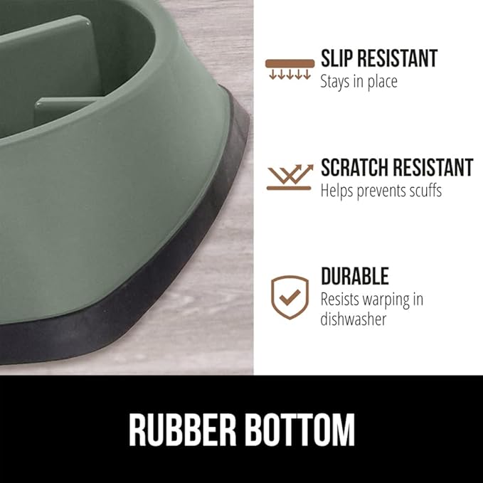 Gorilla Grip Slow Feeder Dog and Cat Bowls, Interactive Puzzle Toy for Dogs and Cats Food Training, Keeps Pets Busy and Prevents Puppy Overeating, Large, Small Breeds, 100% BPA Free, 1 Cup Sage Green
