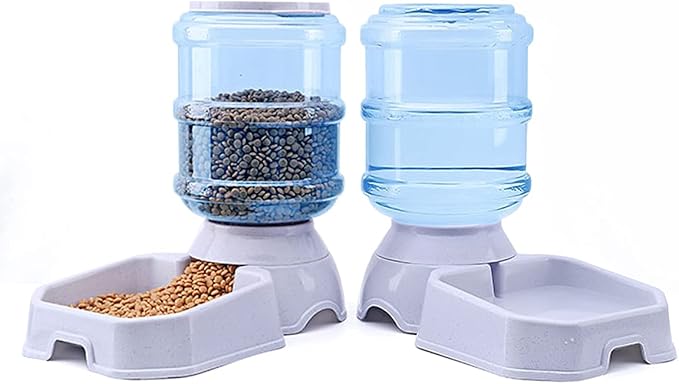 Pet Feeder and Water Dispenser Premium Quality Self-Dispensing Gravity 1 Gallon Large Capacity Pet Feeder, 3.8 Liters Capacity Pet Waterer