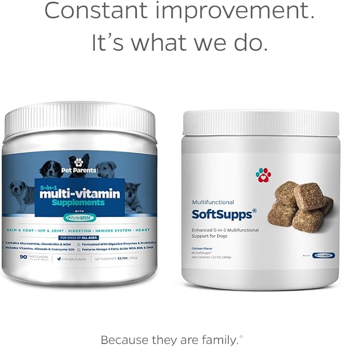Pet Parents® Multifunctional SoftSupps® Multivitamin for Dogs w/Glucosamine Chondroitin for Dogs, Salmon Oil for Dogs, Probiotics for Dogs - Dog Multivitamin for Dog Immune Support, 90ct Dog Vitamins