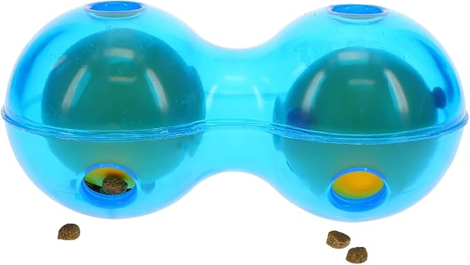 Guru Duo Ball - Medium -7.25" Blue Dog Toy, Interactive Treat Dispensing, Slow Feeding, Easy Loading, Durable Rubber, Roll-Spin-Tumble-Solve