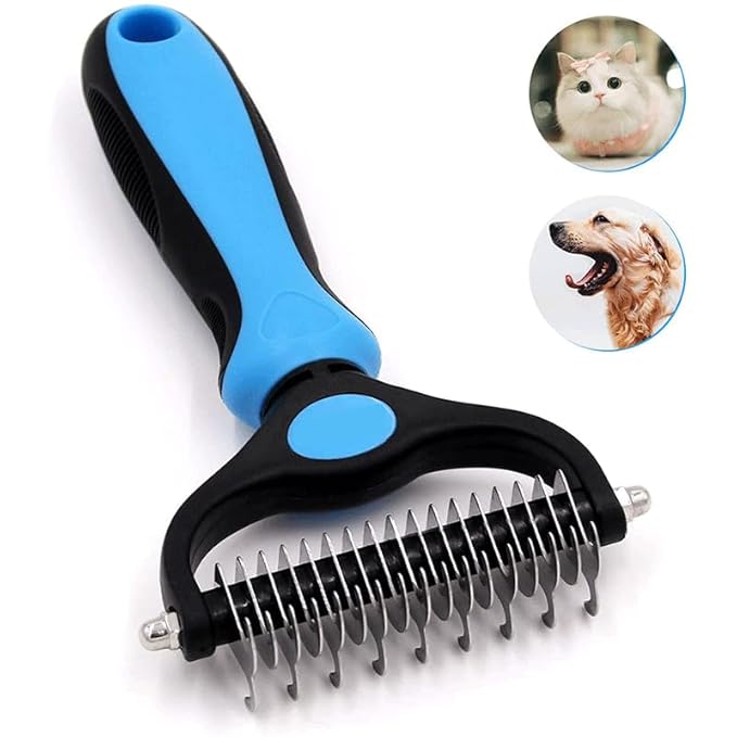 Star Dib - Dog Grooming Brush | Pet Undercoat Dematting Rake with Rounded Teeth. Dog Comb for Detangling, Thinning, & Deshedding All Hair Types. Tool for Long Haired Shedding Dogs