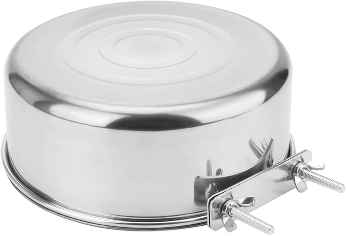Pet Food Water Bowl with Clamp Holder Stainless Steel Coop Cup Hanging Feeder for Dog Bird Parrot Cat Rabbit (XL)