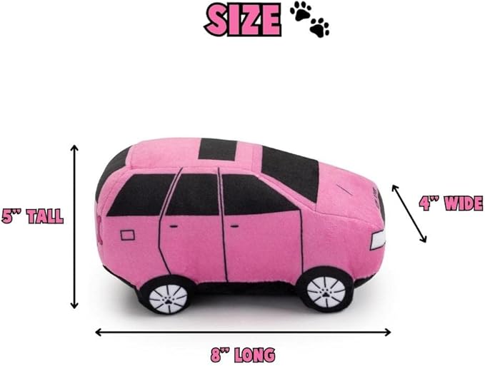 Bad Dog Ruff Rover Parody Plush Funny Cute Unique Squeaky Fun Dog Toy with Squeaker for Small Medium Breeds Designer Puppy Gifts Birthday Stuff Car Truck Pet Safe Materials (Pink)