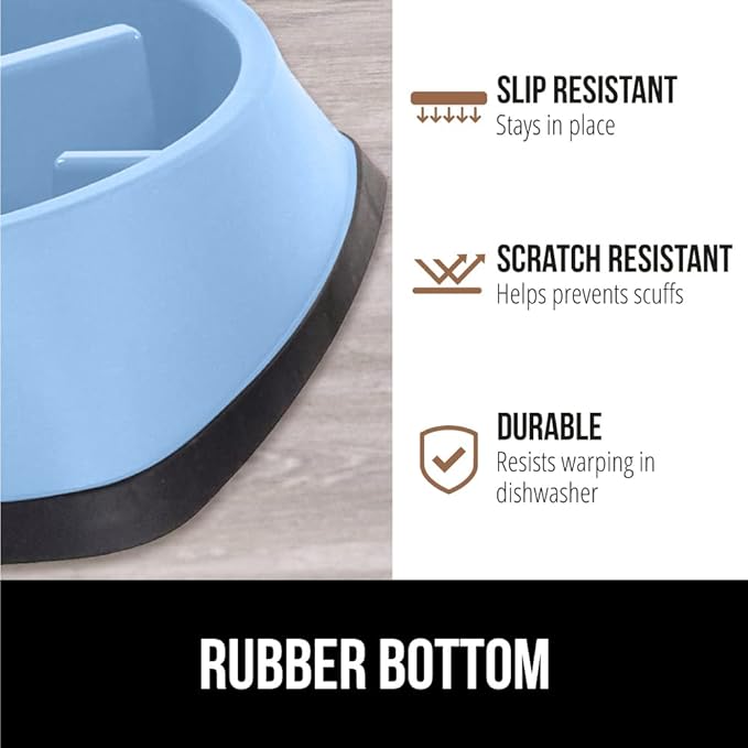 Gorilla Grip Slow Feeder Dog and Cat Bowls, Interactive Puzzle Toy for Dogs and Cats Food Training, Keeps Pets Busy and Prevents Puppy Overeating, Large, Small Breeds, 100% BPA Free, 1 Cup Light Blue