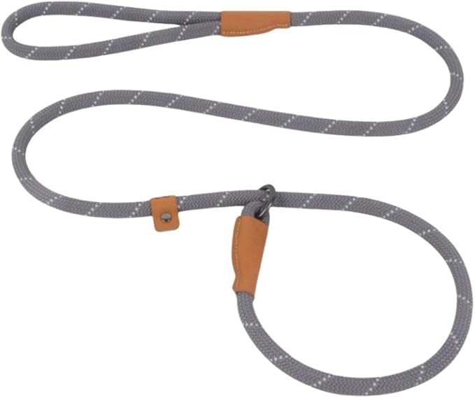 Slip Lead Dog Leash – 5FT, 2 Sizes – Reflective Mountain Climbing Rope (Gray, 2/1)