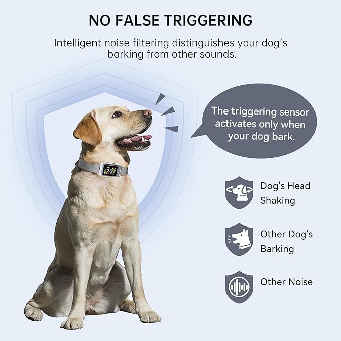 Bark Collar-Rechargeable Smart Barking Collar- Anti Bark Training Collar with Adjustable Sensitivity Beep Vibration Shock- Bark Shock Collar for Small Large Medium Dogs