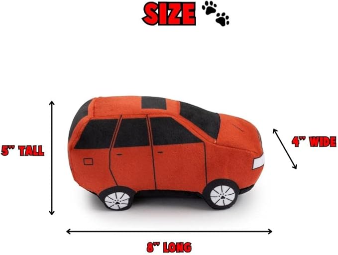 Bad Dog Ruff Rover Parody Plush Funny Cute Unique Squeaky Fun Dog Toy with Squeaker for Small Medium Breeds Designer Puppy Gifts Birthday Stuff Car Truck Pet Safe Materials (Red)