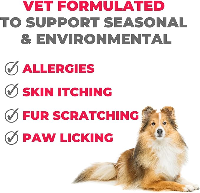 Mighty Petz MAX Dog Allergy Relief Chews - Itch Relief with Colostrum, Probiotics & Immune Support for Seasonal Allergies & Itchy Skin