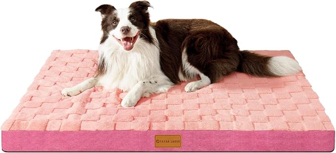 Patas Lague Orthopedic XXL Dog Bed for Extra Large Dogs 48''X28'', Waterproof Soft Warm Comfortable Egg Crate Foam Big Large Pet Beds Mat,Hot Pink