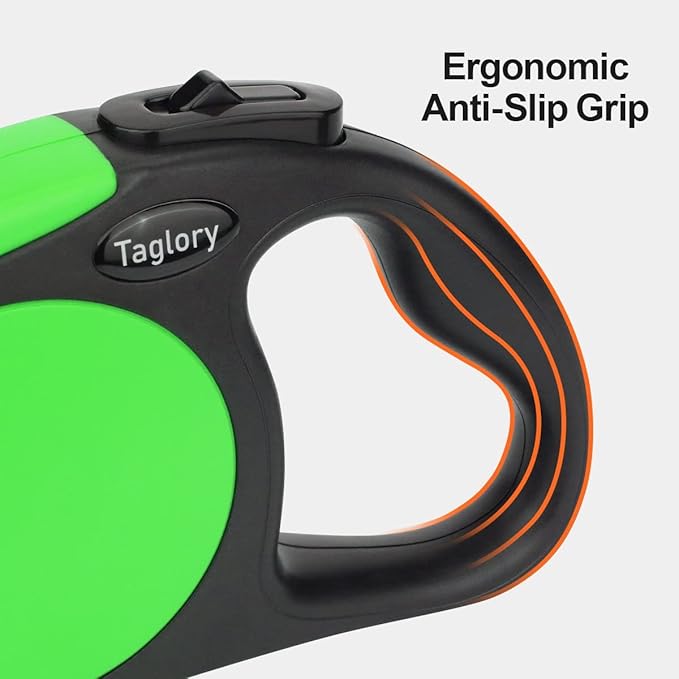 Taglory Retractable Dog Leash, 16ft No Tangle Leash Retractable for Small Medium Dogs Up to 44 lbs, One-Handed Brake, Pause, Lock, Green