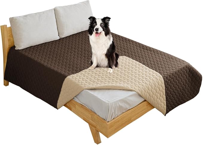 100% Double-Sided Waterproof Dog Bed Set Sofa Furniture Kid's Cat/Dog Blanket Sofa Pet Mattress, Dog Blanket for Couch Protection,Double-Sided (110"x90"(1 Per Pack), Coffee/Beige)