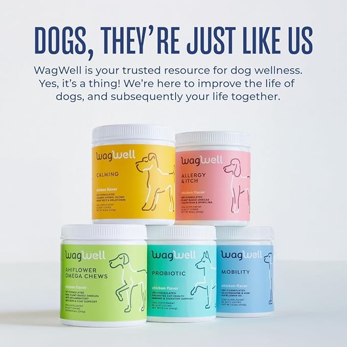 WagWell Mobility Chews – Vet Formulated Hip and Joint Supplement for Dogs - Natural Dog Joint Supplement with Glucosamine and MSM – Dog Joint Supplement for Large Breeds and Small Breeds, 60 Chews