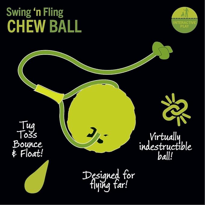 Starmark Everlasting Fun Ball on a Rope Dog Toy,Greens,Medium/Large