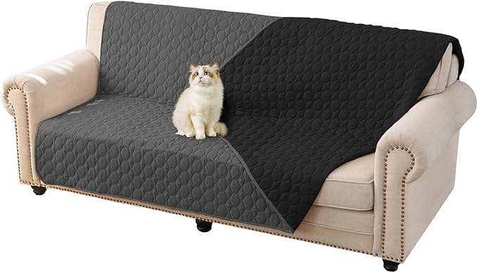 100% Double-Sided Waterproof Dog Bed Set Sofa Furniture Kid's Cat/Dog Blanket Sofa Pet Mattress, Dog Blanket for Couch Protection,Double-Sided (96"x90"(1 Per Pack), Dark Grey/Black)