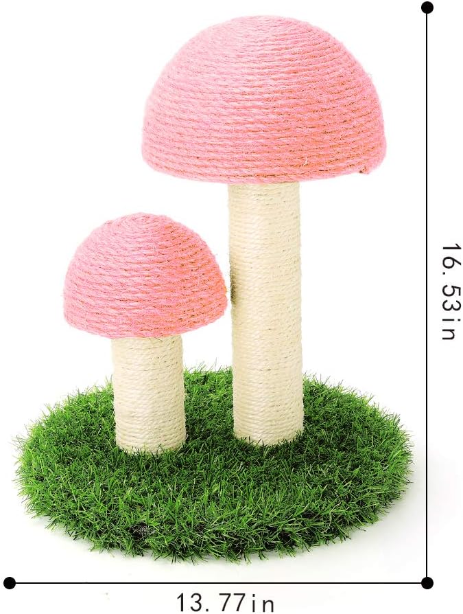 Cat Scratching Post, Mushroom Claw Scratching Post for Kitty, Natural Sisal Cat Scratchers Pole, 15x12 Inch Cat Interactive Toys (Pink)