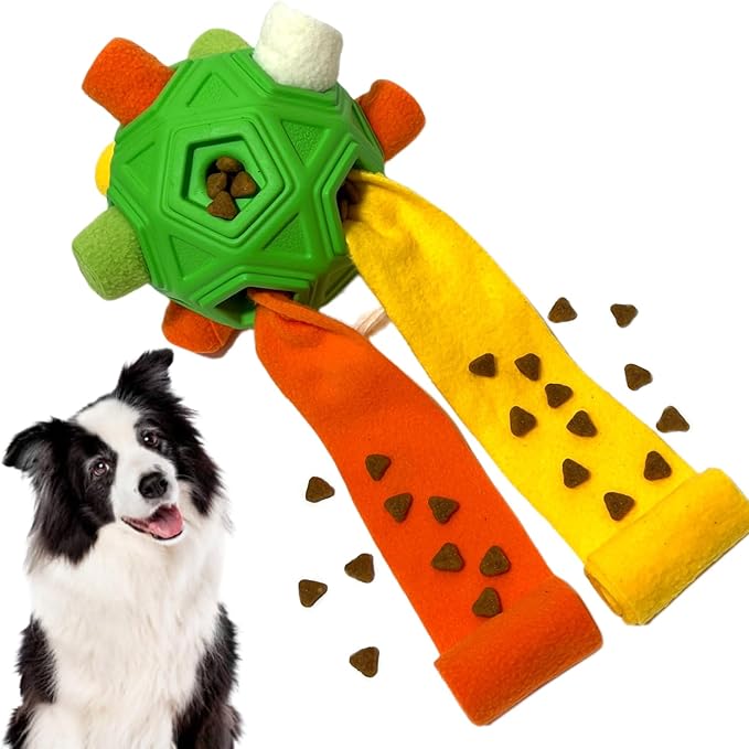 Snuffle Ball for Dog Toys Unbreakable Upgrade Ball Interactive Toy Foraging Snuffle Mat Puppy Treat Dispenser Slow Feeder Dog Puzzle Toys for Small, Medium, Large Pets (White Yellow Orange)