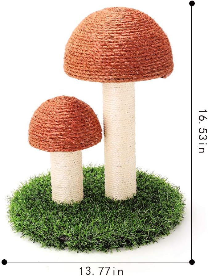 Cat Scratching Post, Mushroom Claw Scratching Post for Kitty, Natural Sisal Cat Scratchers Pole, 15x12 Inch Cat Interactive Toys