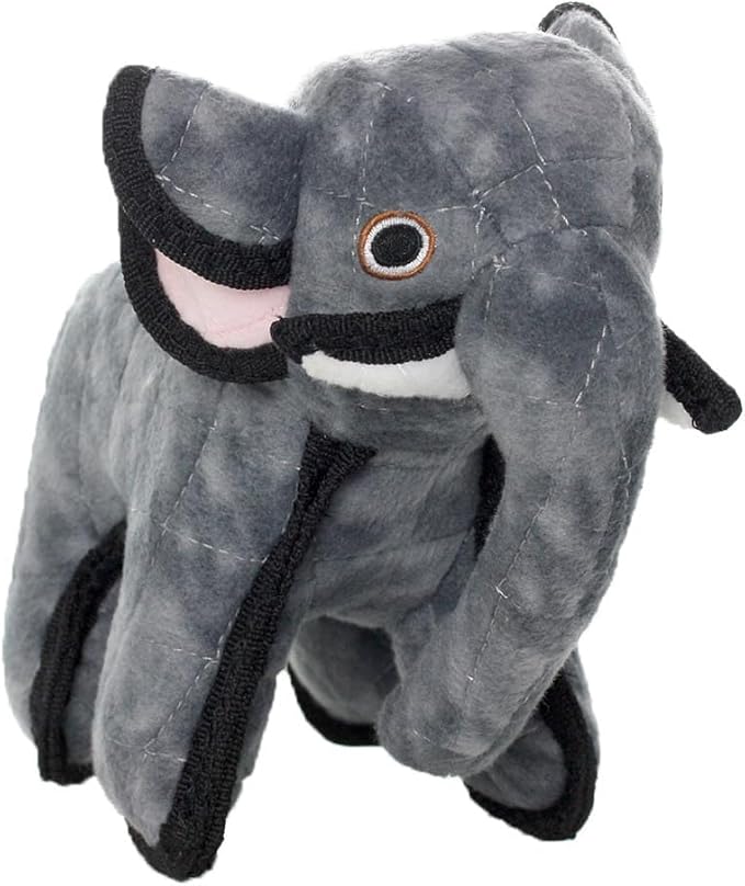 TUFFY - World's Tuffest Soft Dog Toy - Zoo Junior Elephant - Multiple Layers. Made Durable, Strong & Tough. Interactive Play (Tug, Toss & Fetch). Machine Washable & Floats