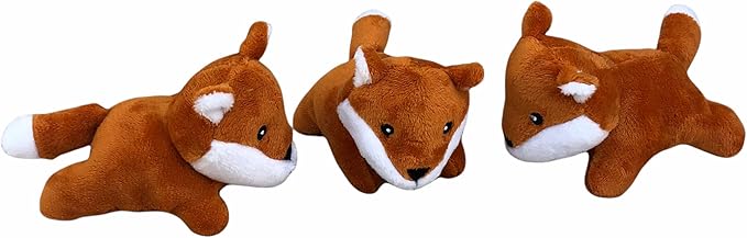 3 Pack of Fox Plush Dog Toys with Squeakers for Small and Medium Size Dogs, Replacement Animal Toys for Glow Pups Burrow Hide and Seek Tree Toy (3 Pack: Replacement Animals, Fox)