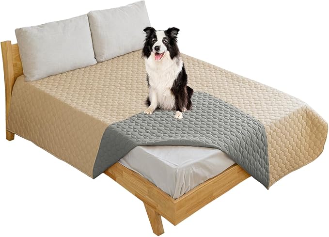 100% Double-Sided Waterproof Dog Bed Set Sofa Furniture Kid's Cat/Dog Blanket Sofa Pet Mattress, Dog Blanket for Couch Protection,Double-Sided (82"x82"(1 Per Pack), Beige/Grey)