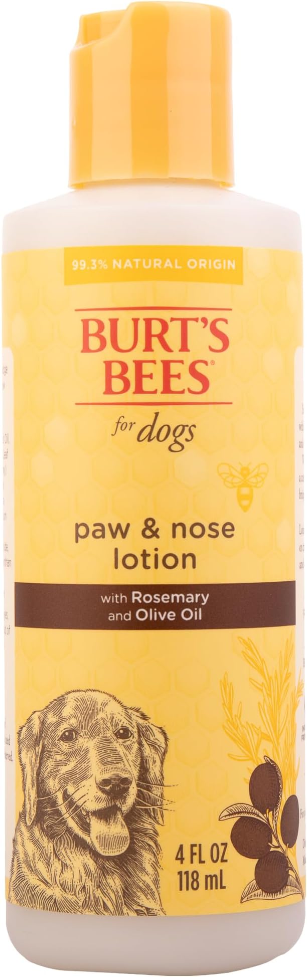 Burt's Bees for Pets Paw and Nose Lotion with Rosemary and Olive Oil, 2pk, 99.7% Natural Origin Formulas, Dog Paws and Pad Moisturizer, Caine Nose Soothing Formula, 2pk, 4oz