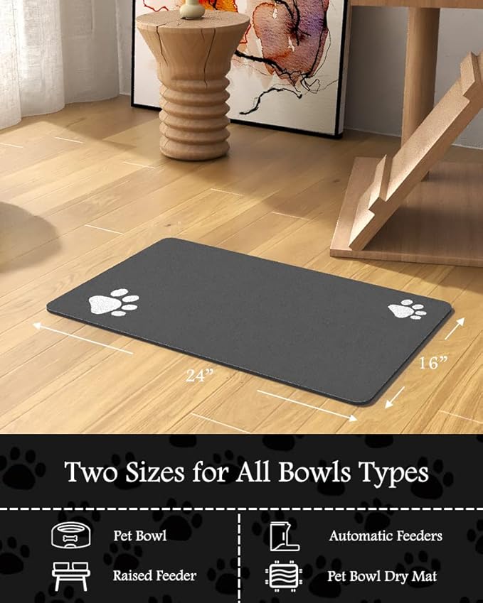 Pet Feeding Mat - Absorbent Mat for Food and Water Bowl - Quick Dry Dog Water Dispenser - Pet Supplies for Messy Drinkers