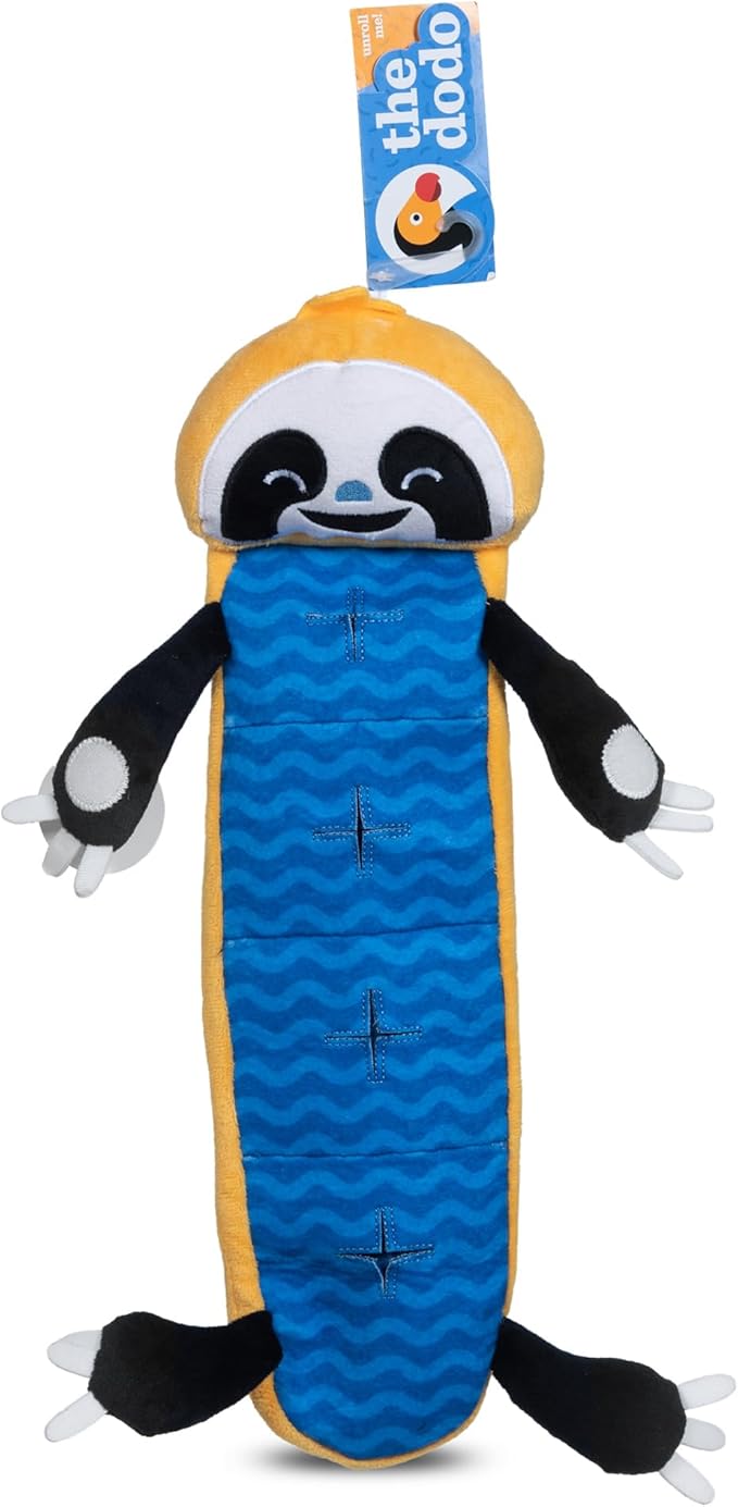 The Dodo Sloth Puzzle Pocket Toy for Dogs, Roll Up for More Difficulty or Unroll for a Larger Toy; Treat Hide Enrichment Toy; Treat Dispenser Dog Toy; Sloth Dog Toy;