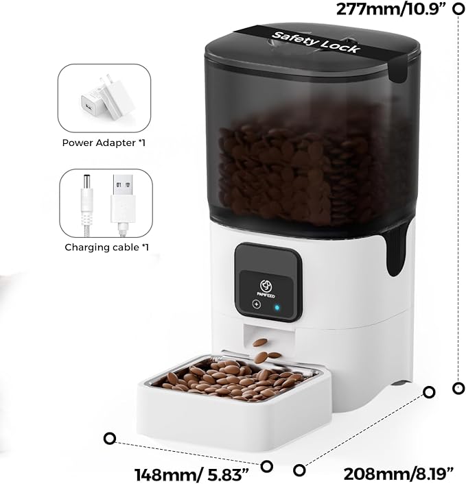 5G WiFi Automatic Cat Feeders: Smart Automatic Cat Food Dispenser with Slow Feeding Mode, Detachable for Easy Cleaning, Pet Feeder with Alexa, 1-30 Meals Per Day for Multiple Pets (6L/25 Cup)