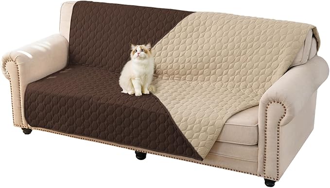 100% Double-Sided Waterproof Dog Bed Set Sofa Furniture Kid's Cat/Dog Blanket Sofa Pet Mattress, Dog Blanket for Couch Protection,Double-Sided (110"x90"(1 Per Pack), Coffee/Beige)