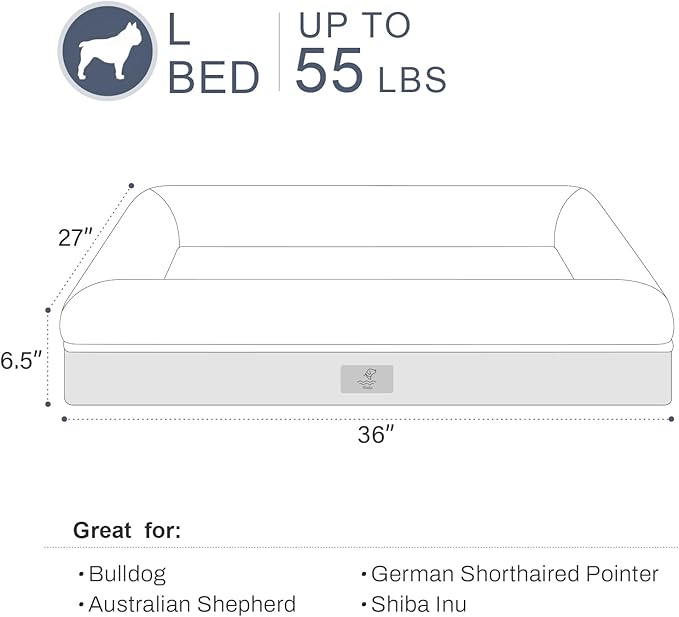 Large Dog Bed for Large Dogs, Waterproof Orthopedic Dog Bed with Removable Cover, 4-Sides Removable Bolster Soft Sofa with Nonskid Bottom, Washable Pet Beds, Black