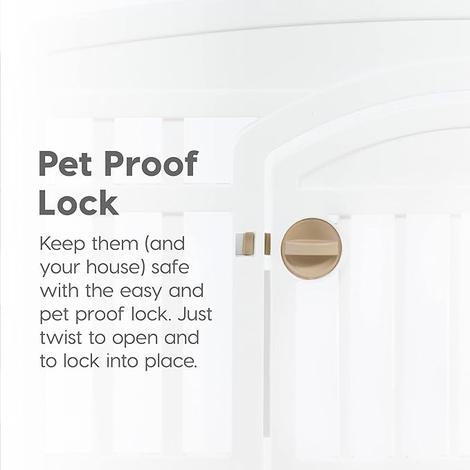IRIS USA 24" 4-Panel Pet Dog Puppy Playpen with Door, for Puppies and Small Dogs, Keep Pets Secure, Easy Assemble, Fold It Down, Easy Storing, Customizable, White