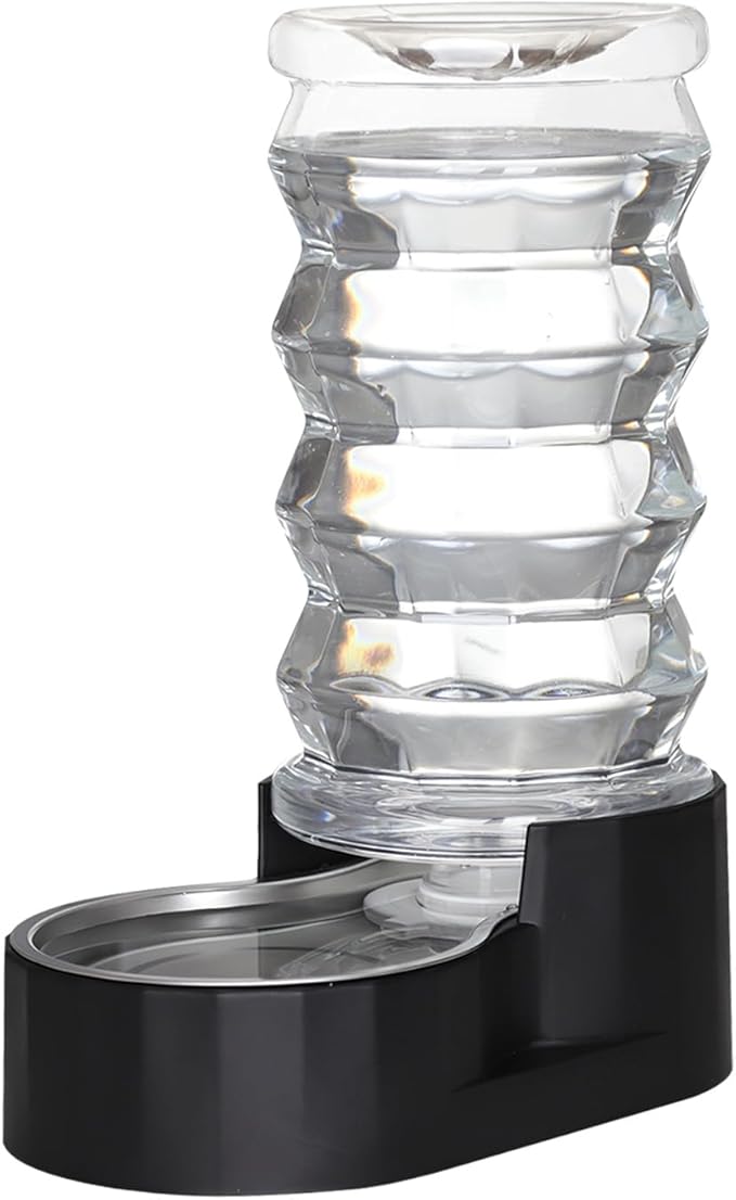 8L Automatic Pet Waterer, 100% BPA Free, Stainless Steel Gravity Feeder, Convenient Drinking Water Dispenser Designed for Dogs and Cats (Black, 8L)