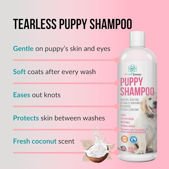 1 Gallon Tearless Puppy Shampoo and Conditioner - Anti Itch Dog Shampoo Sensitive Skin - Coconut Oil Oatmeal Pet Shampoo for Puppies