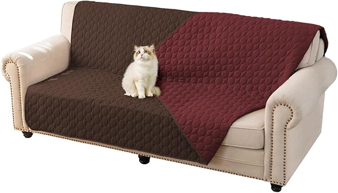 100% Double-Sided Waterproof Dog Bed Set Sofa Furniture Kid's Cat/Dog Blanket Sofa Pet Mattress, Dog Blanket for Couch Protection,Double-Sided (52"x82"(1 Per Pack), Coffee+Burgundy)
