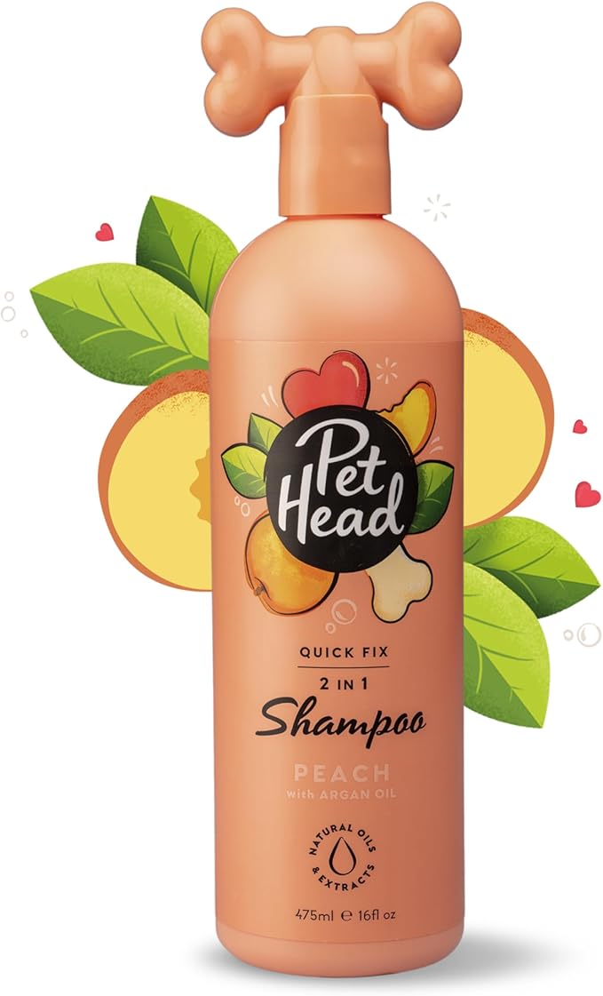 Quick Fix 2 in 1 Dog Shampoo and Conditioner | Peach Scent | Dog Shampoo for Smelly Dogs | Nourishes and Softens Coat & Skin | Vegan | Gentle Formula for Puppies | Made in USA | 16fl oz.