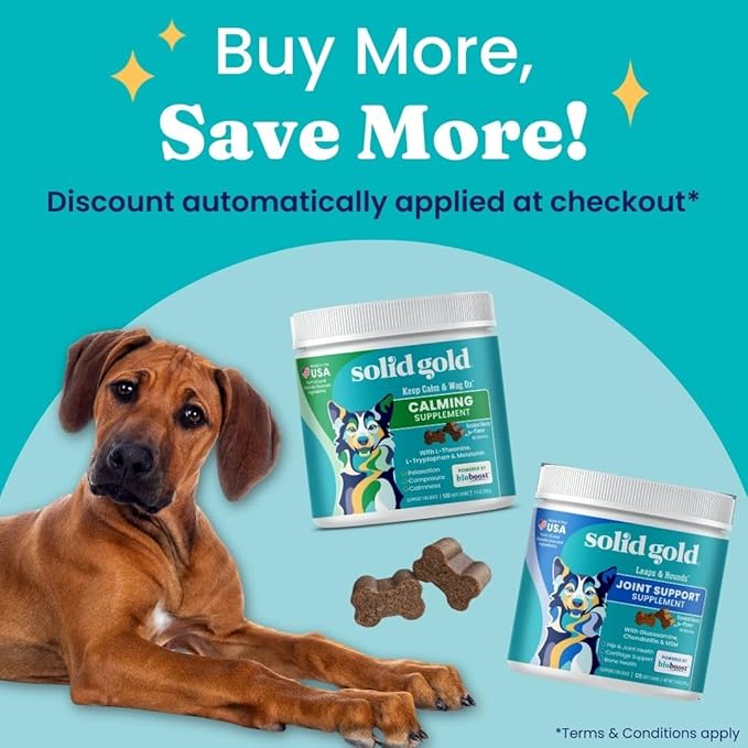 Solid Gold Glucosamine for Dogs Hip and Joint Supplement - Glucosamine Chondroitin MSM for Dog Pain Relief - Leaps & Hounds Chews for Dog Arthritis Pain Relief & Overall Mobility - 120 Soft Chews