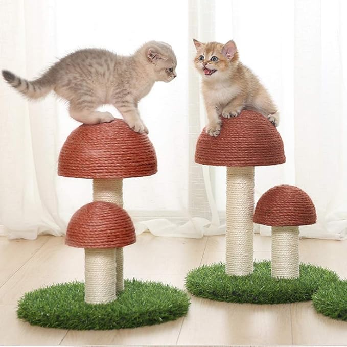 Cat Scratching Post, Mushroom Claw Scratching Post for Kitty, Natural Sisal Cat Scratchers Pole, 15x12 Inch Cat Interactive Toys
