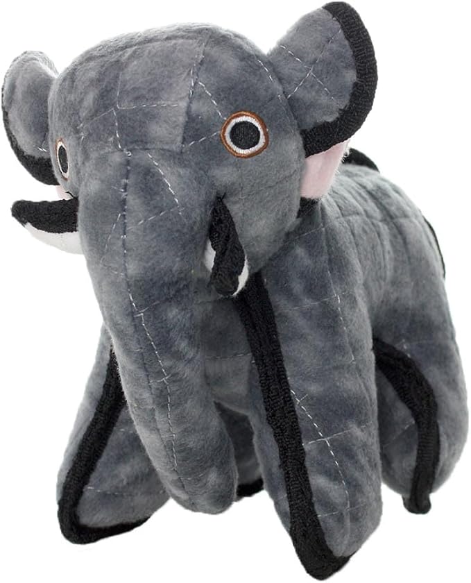 TUFFY - World's Tuffest Soft Dog Toy - Zoo Junior Elephant - Multiple Layers. Made Durable, Strong & Tough. Interactive Play (Tug, Toss & Fetch). Machine Washable & Floats