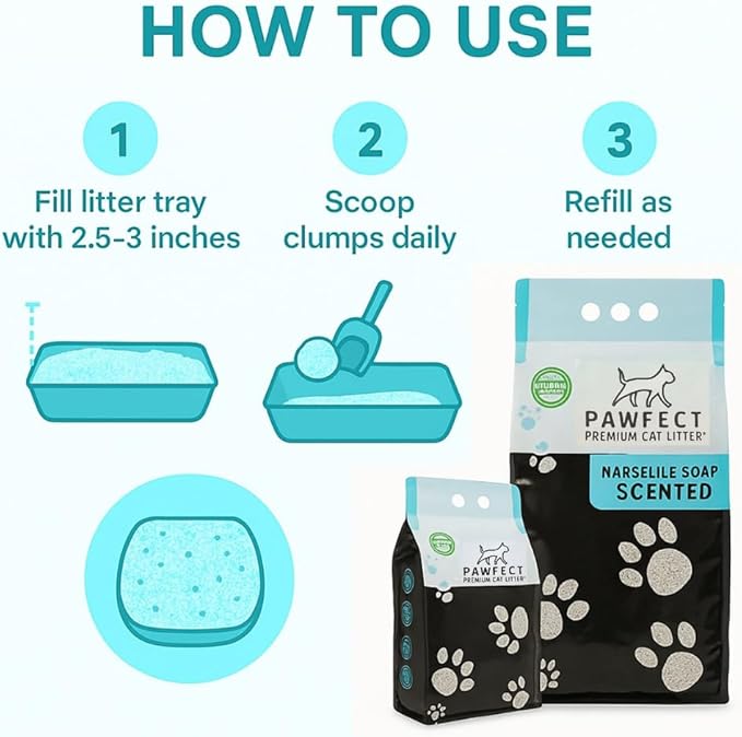 Marseille Soap Scented Clumping Cat Litter - 17.2 lb / 9L, Dust-Free,Odor Control