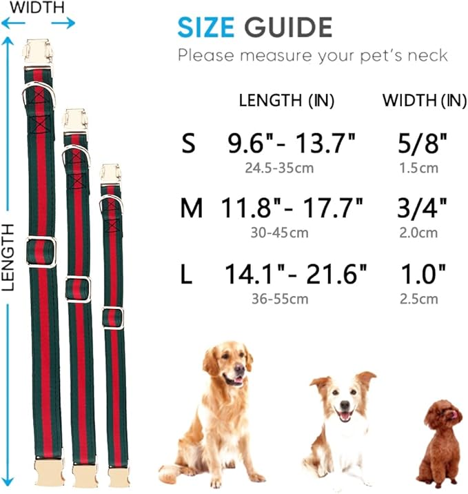 Premium Dog Collar, Cute Dog Collars Luxury Style, Durable Pet Collars with Metal Buckle Safety for Puppy Small Dogs