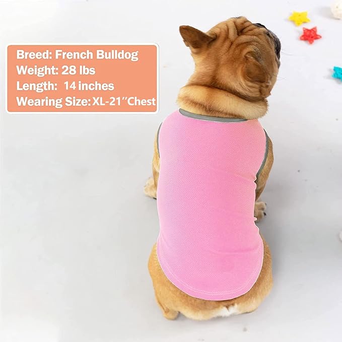 KYEESE 2 Pack Dog Cooling Shirts - Breathable Instant Cooling Vests, Lightweight for Summer Dog Apparel, Pink+Grey, XX-Large