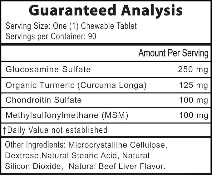 Advanced Hip and Joint Supplement for Dogs Large Breed - Glucosamine for Dogs Mobility & Pain Relief - All Natural Chondroitin, MSM & Turmeric Dog Joint Supplement - 90 Chewable Tablets