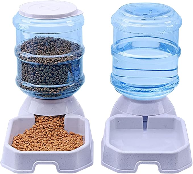 Pet Feeder and Water Dispenser Premium Quality Self-Dispensing Gravity 1 Gallon Large Capacity Pet Feeder, 3.8 Liters Capacity Pet Waterer