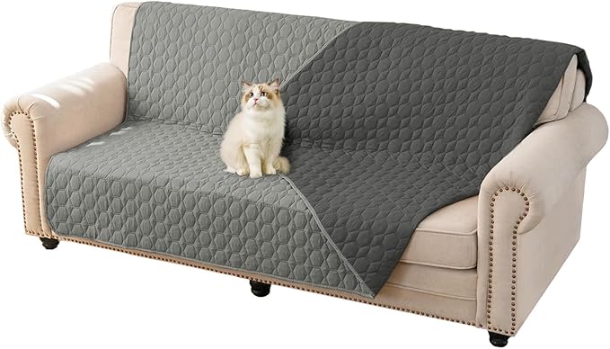 100% Double-Sided Waterproof Dog Bed Set Sofa Furniture Kid's Cat/Dog Blanket Sofa Pet Mattress, Dog Blanket for Couch Protection,Double-Sided (110"x90"(1 Per Pack),Grey/Dark Grey)