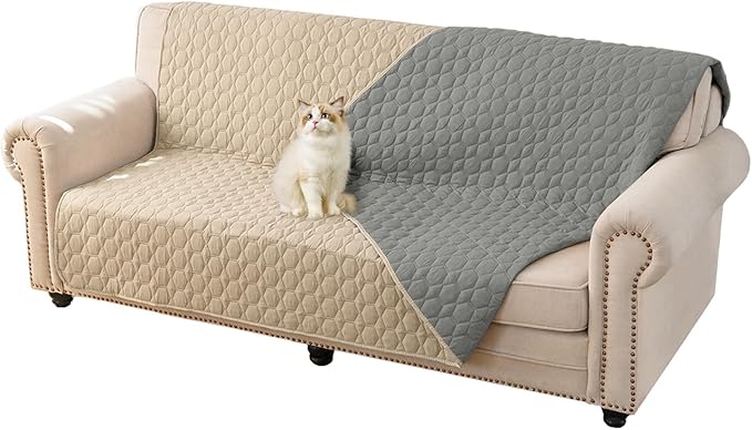 100% Double-Sided Waterproof Dog Bed Set Sofa Furniture Kid's Cat/Dog Blanket Sofa Pet Mattress, Dog Blanket for Couch Protection,Double-Sided (82"x102"(1 Per Pack), Beige/Grey)