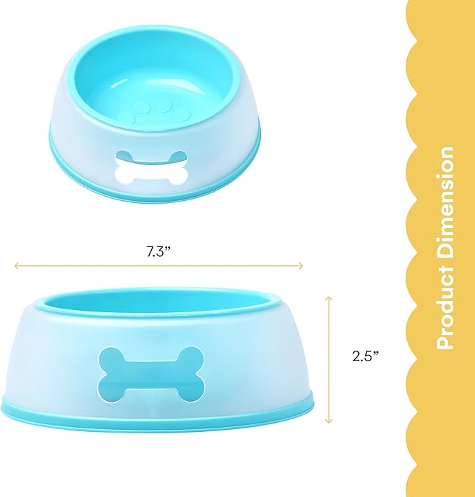 Noa Store Plastic Dog Feeding Station - Puppy Water Bowl Non-Spill - Accessories for Puppies - Double Layer Pet Bowl - Durable Hygienic Non-Skid Bowl - Blue